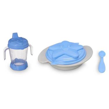 Imagem de Kit Copo c/ Bico e Alça + Prato c/ Tampa e Colher Infantil - Usual Uti