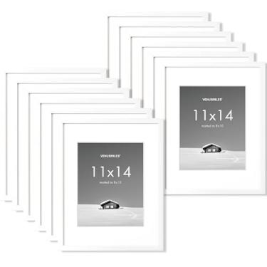 Imagem de Venusmiles Porta-retrato de 28 x 35,5 cm, molduras para fotos 28 x 14 com tapete removível de 20 x 25,4 cm, acrílico de alta definição, tela vertical e horizontal - moldura para pendurar na parede -