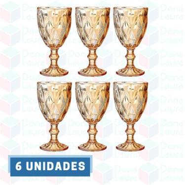 Imagem de 6UNI de Taça Copo Diamond Ambar Metalizada 330ML Drinks - Class Home, 