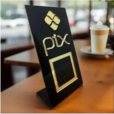 Imagem de Placa Display QR code PIX - Tintin, Preto Dourado