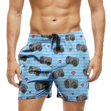Imagem de Short Praia Shorts Banho Bermuda Verão Câmera Fotografia Amor 1525 - S