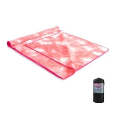 Imagem de OYSTERBOY 61 cm x 183 cm Microfibra de camurça macia antiderrapante cores tie-dye lavável na máquina toalha de ioga para Bikram Pilates Hot Yoga Workout Outdoor Fitness Medição (Peach White)
