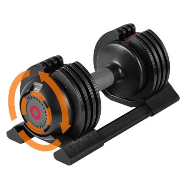 Imagem de Halteres ajustáveis de 23,6 kg, 5 opções de peso com alça de metal antiderrapante para exercícios e fitness, ajuste rápido de peso para treino de corpo inteiro