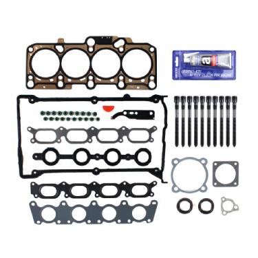 Imagem de CNS MLS Conjunto de juntas de cabeça de cilindro com parafusos de cabeça compatível/substituição para Audi Volkswagen 1.8T Turbo L4 DOHC 20V 99-06 Código do motor: AMB, AWM, AMU, AWP, ATC, BEA, APH,