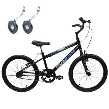 Imagem de Bicicleta Aro 20 Infantil Saidx Premium Bike Freios V Brake Aro em Alumínio Feminina e Masculina Com Rodinhas (Preto e Azul)
