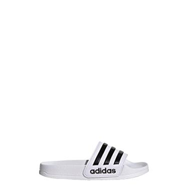 Imagem de adidas Sandália infantil unissex Adilette para chuveiro, branco/preto/preto, 1 US Little Kid