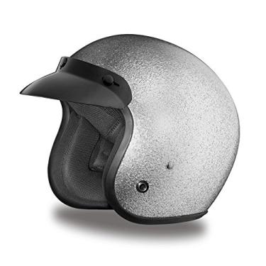 Imagem de Capacete de motocicleta Daytona Helmets Cruiser de rosto aberto - Flake de metal prateado 100% aprovado pelo DOTDaytona Helmets "Leading The Way In Quality Headgear" X-Small prata DC7-S-XS