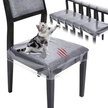 Imagem de LDXDRU Pacote com 6 capas de plástico para cadeira de jantar, capas de plástico transparente, protetor de cadeira de PVC, à prova d'água, resistente a arranhões, capas de cadeira para cadeira