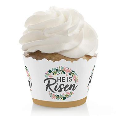 Imagem de Big Dot of Happiness Páscoa religiosa – Decorações de festa cristã – Embalagem de cupcake de festa – Conjunto de 12