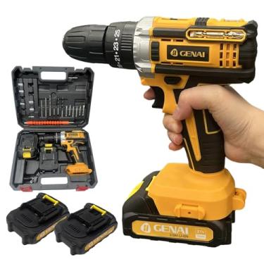 Imagem de Parafusadeira e Furadeira 21V Parafusadeira Eletrica Furadeira Sem Fio com LED, Kit Parafusadeira de Impacto com 2 Baterias