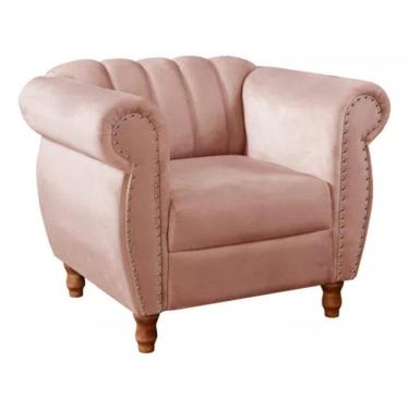 Imagem de Poltrona Chesterfield Realeza Vintage Retrô Veludo Rosê