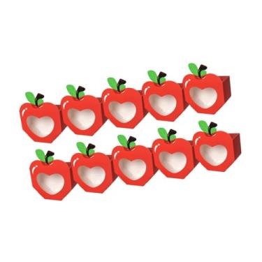 Imagem de oshhni 10 peças de caixas de doces dobráveis, caixas de guloseimas fofas, portáteis, artigos para festas, caixa de embalagem de presente de papel, papelão, Vermelho