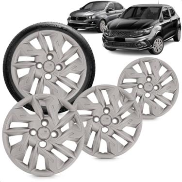 Imagem de Kit 4 Calotas Argo 17 A 20 Aro 14 Prata Cubo Baixo Grid