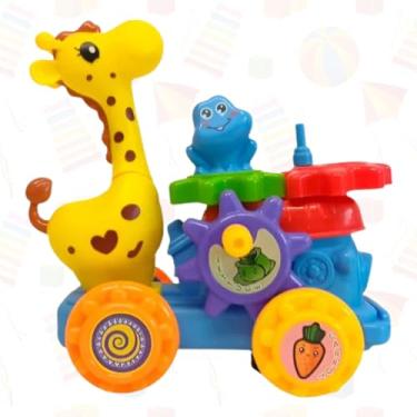 Imagem de Carrinho Girafa Musical Com Luz - Brinquedo Educativo Colorido com Argolas para Crianças - Desenvolvimento Cognitivo e Motor - Luzes e Sons Divertidos