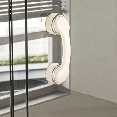 Imagem de YIDELAI - Maçaneta de porta com ventosa, alça de armário adesiva, adequada para portas deslizantes de cozinha, vidro de janela, portas de geladeira, armários, etc. (amarelo-creme)