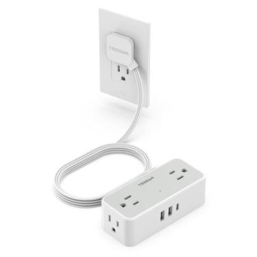 Imagem de Protetor de sobretensão Power Strip TESSAN com 4 tomadas 3 USB (1 USB 