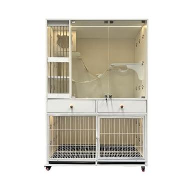 Imagem de Gaiola grande para gatos Villa de madeira integrada para gatos e cães, gaiola de amostras espaçosa, média e grande com canil de banheiro gaiola de animais de estimação casa cercado canis