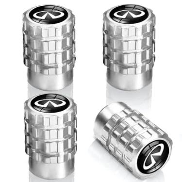 Imagem de 4 peças de tampas de haste de válvula de pneu, peças de pneu de carro, para Infiniti QX50 Q50 Q70 Q70L Q60 QX30 QX60 QX80 acessórios de decoração, tampa de haste de liga de alumínio, YFND-prata