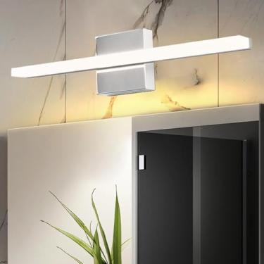 Imagem de Luz de Espelho LED Arandelas de Parede Banheiro Arandela Moderna Impermeável Alumínio Acrílico Iluminação de Imagem Iluminação de Parede para Sala de Estar Quarto Penteadeira (Luz Quente Prateada, 100