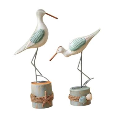 Imagem de Ｂｅｓｇａ 2x Estatuetas de Pássaros Marinhos, Enfeites de Mesa, Centro de Mesa, Presente, Esculturas de Madeira, Estátuas de Gaivota para Artesanato, Prateleira