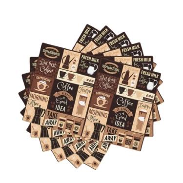 Imagem de Jogo americano de mesa de café, cozinha, conjunto de 6 máquinas de fazer cerveja torradas, padrão de chá, para ambientes internos e externos, para casa, mesa de trabalho, férias, banquete, restaurante