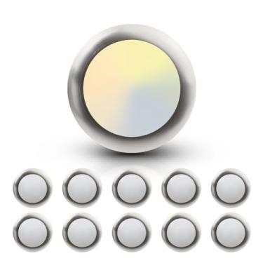 Imagem de ECOELER Luzes de disco LED, selecionáveis 3000K/4000K/5000K, 16,5W 1000 LM, luz de teto de montagem embutida regulável de baixo perfil, acabamento defletor de alumínio de níquel escovado, listado em