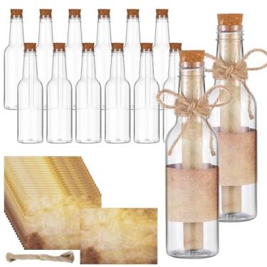 Imagem de Baderke 12 frascos de mensagem de 159 g com impressora de cartas, garrafas de plástico de papel e rolhas para convites de mensagem, aniversário, casamento, chá de bebê, artesanato faça você mesmo