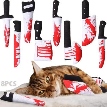 Imagem de Faca de Halloween Honoson Cat Chew Toys com catnip, 8 peças