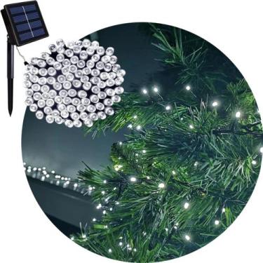 Imagem de Pisca Cordão Varal Solar Natal 100 Lâmpadas LEDs Branco 8M - Genérico,