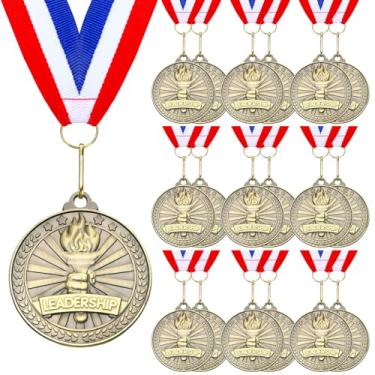 Imagem de Quelay 20 medalhas de liderança de 5 cm com fitas de pescoço, medalhas de vencedor, prêmios, troféus de metal a granel, presente para competições de adultos, torneios de educação escolar, lembrancinha