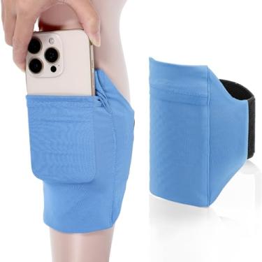 Imagem de XLIUAX Suporte de telefone de perna, alça de perna para celular, carteira no tornozelo, suporte de coxa, alças de panturrilha, bolsa de braço ajustável, bolsa de armazenamento de braçadeira esportiva
