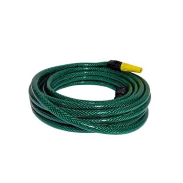 Imagem de Mangueira de Jardim Trançada Reforçada, PVC Flexível, 5 Metros, com Esguicho e Conector, para Irrigação e Limpeza, Pressão Máxima 20 Bar