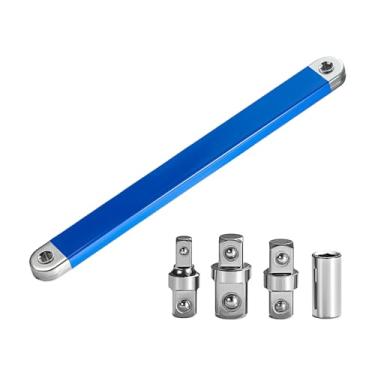 Imagem de DUSCOKE Conjunto de chaves de extensão offset prontas para impacto, chave de extensão catraca de 39 cm com adaptadores de chave quadrada de 1/5.1 cm, 1/10.2 cm e 3/20.3 cm, extensor universal de chave
