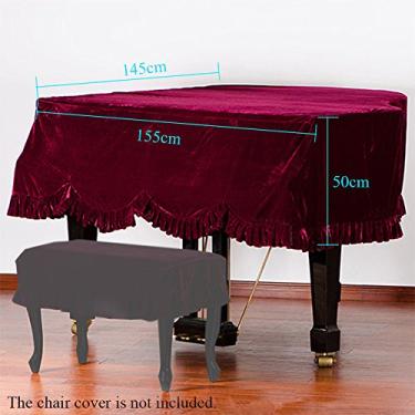Imagem de Capinha Protetora de Tecido para Piano Cauda com Decoração Pleuche e Macramê Proteção Total Suave Pianos