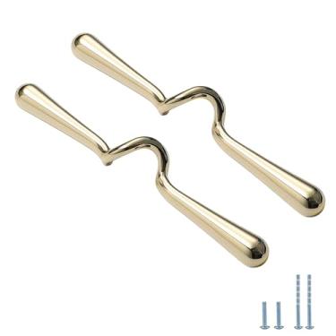 Imagem de Evionlin 2 peças de puxadores de armário de liga de zinco em espiral dourada brilhante de 16,3 cm, puxadores de porta de armário de banheiro