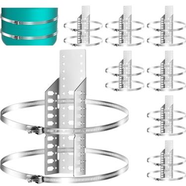 Imagem de Blulu Conjunto de 8 suportes de montagem de tanque de expansão térmica com alça de aquecedor de água, tiras de terremoto, suporte de propano de nitrogênio para poste de 13 galões ou 33 cm de diâmetro