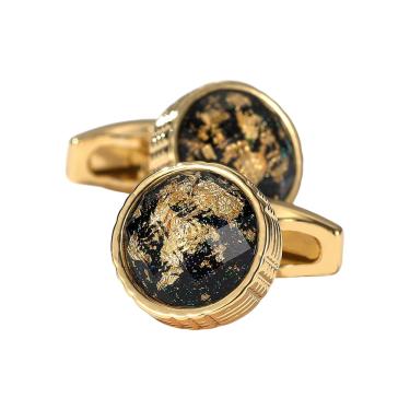 Imagem de Abotoaduras banhadas a ouro com design colorido brilhante