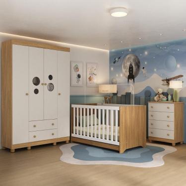 Imagem de Quarto de Bebê Completo com Berço Americano 3 em 1 Bombom Multimóveis MP4618