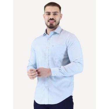 Imagem de Camisa Tommy Hilfiger Masculina Regular TH Flex Textured Pocket Stretch Azul-Masculino