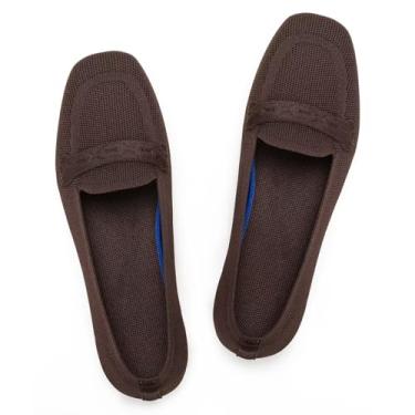 Imagem de Frank Mully Sapatos Baixos Femininos, Mocassim, Bico Quadrado, Confortáveis, Para Trabalho E Escritório, Fofos, Mocassins, Calçados Para Dirigir, Marrom, 8,5
