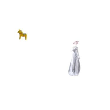 Imagem de Fenteer Estatueta de Cavalo Sueco Dalecarliano E de Porcelana Nórdica, Escultura Moderna de Animal Feminino para Estante de Entrada, Armário, Decoração