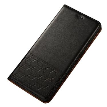 Imagem de POYUFRG Capa flip para Xiaomi 17 Pro Max/17 Pro/17, capa magnética de couro bovino genuíno com compartimento para cartão, preta, 17 ProMax