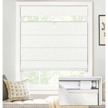 Imagem de LazBlinds Persianas romanas sem fio TDBU No Tools No Drill para janela, bloqueio UV com isolamento térmico, persianas de tecido 100% blackout para quarto e sala de estar, 89 cm L x 162 cm A, blackout