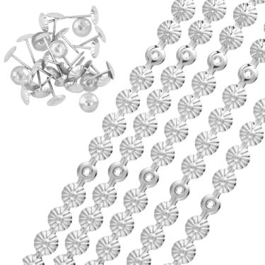 Imagem de GORGECRAFT Tiras de tachas de estofamento de 5 metros de 0,43 polegadas cabeça redonda de ferro metálico acabamento decorativo com 90 peças de pregos de estofamento tachas soltas combinadas com sofá