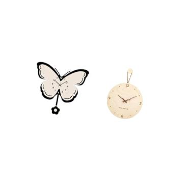 Imagem de Fenteer Relógio de Parede de Borboleta Acrílico Minimalista Moderno Nórdico Decorativo Pendurado para Escritório Sala de Jantar Quarto Infantil Casa Fazenda