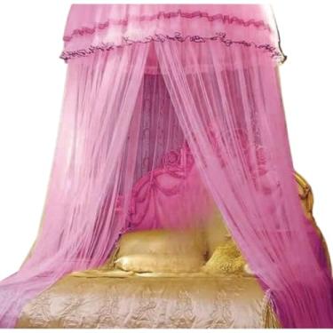 Imagem de Mosquiteiro Teto Casal Gigante Indiano com Abertura Lateral – Para Cama King, Queen e Box, 12m de Proteção Completa e Conforto(ROSA)