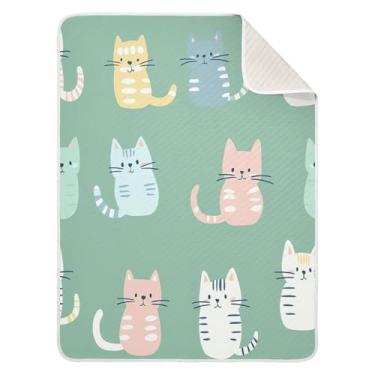 Imagem de Wassud Cobertor de bebê fofo de gatos de desenho animado para meninos e meninas, macio e recém-nascido, cobertor aconchegante de algodão essencial para berçário, viagem, berço, carrinho de bebê 76 x