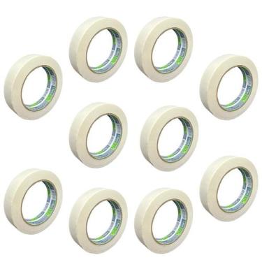 Imagem de Kit 10 Fita Crepe Branca 24mmx50m Atlas Multiuso Média Pintura Artesan