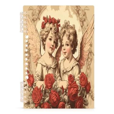 Imagem de Burbuja Caderno Cupido dos Namorados, papel pautado universitário A5 com 60 folhas, fichário para escritório, 1 pacote