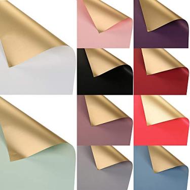 Imagem de 20 unidades de Flores Papel Origami Dúplex Bicolor Dourado para Embalagem Presentes Bouquet Florista e Decoração Floral